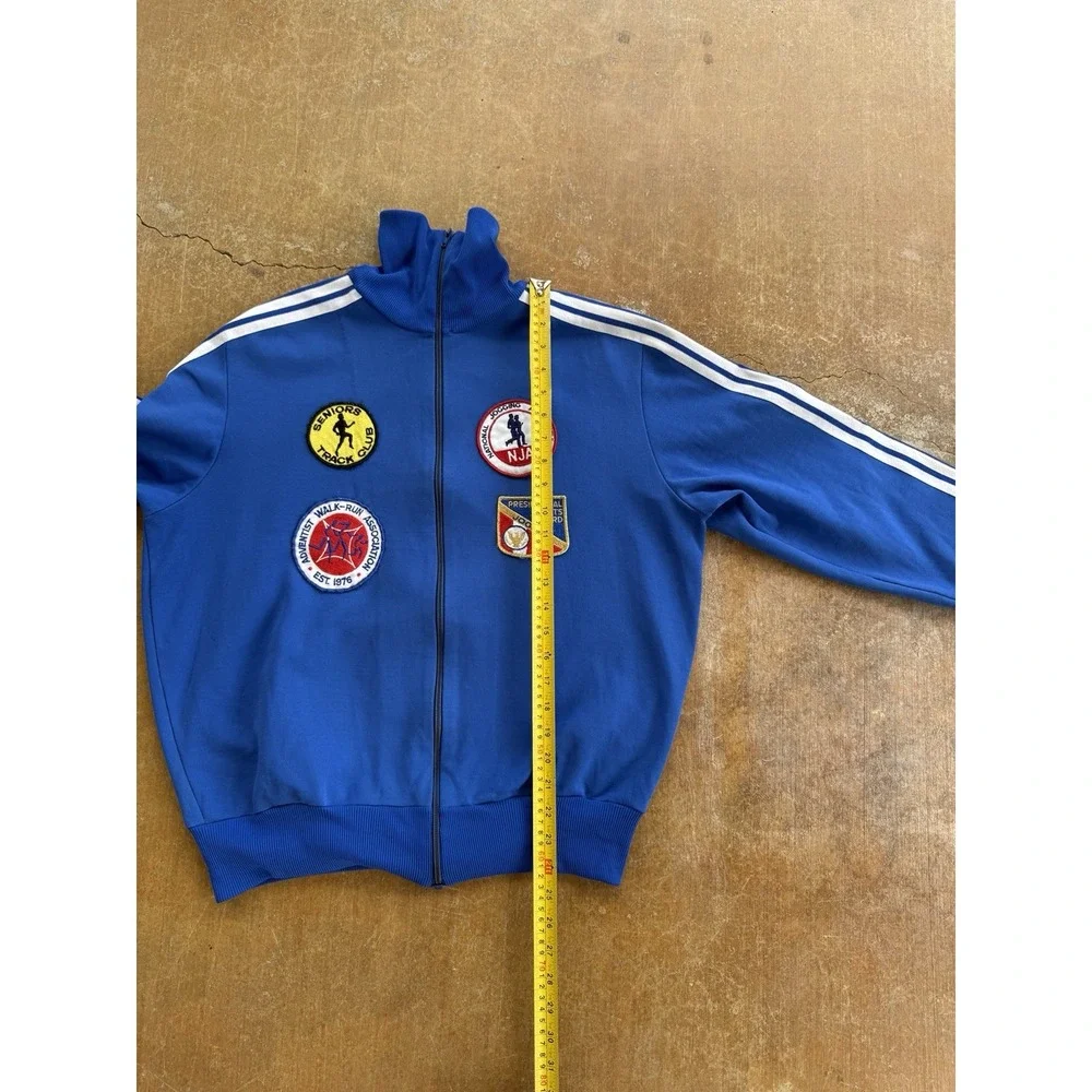 VTG 70s Adidas Trefoil Zip Up Nylon Track Jacket Running Club Patches Germany (L